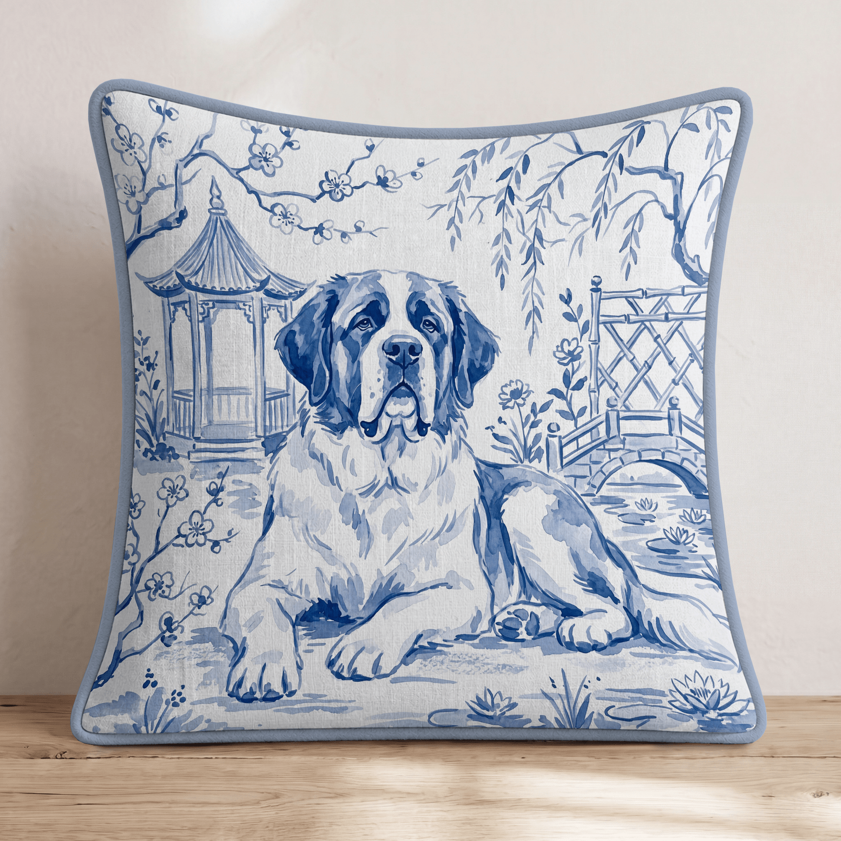St. Bernard Chinoiserie Throw Pillow - Hillcroft Home
