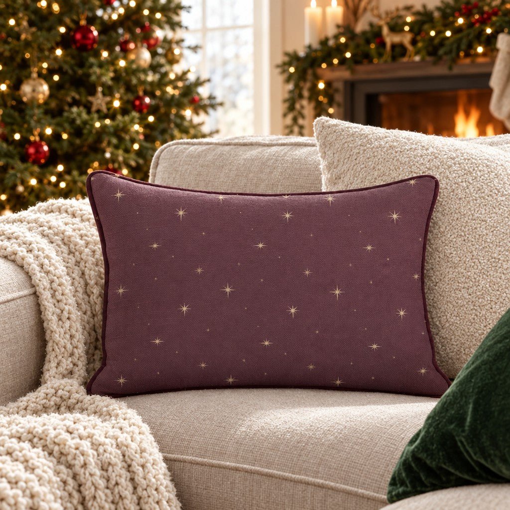 Starlit Burgundy Throw Pillow throw pillow - Hillcroft Home
