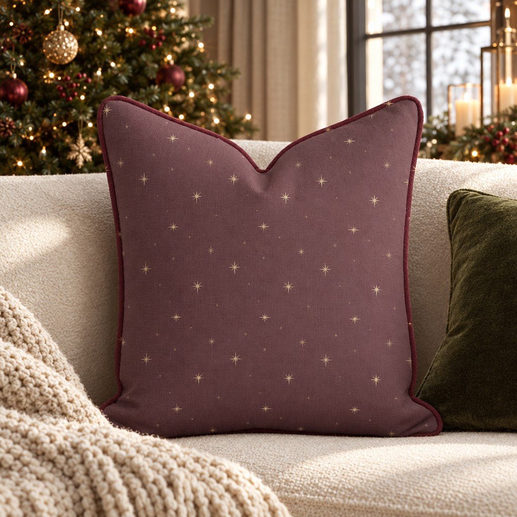 Starlit Burgundy Throw Pillow throw pillow - Hillcroft Home
