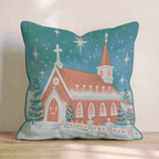 Starlit Chapel Snowfall Throw Pillow - Hillcroft Home