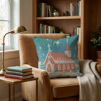 Starlit Chapel Snowfall Throw Pillow - Hillcroft Home