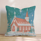 Starlit Chapel Snowfall Throw Pillow - Hillcroft Home
