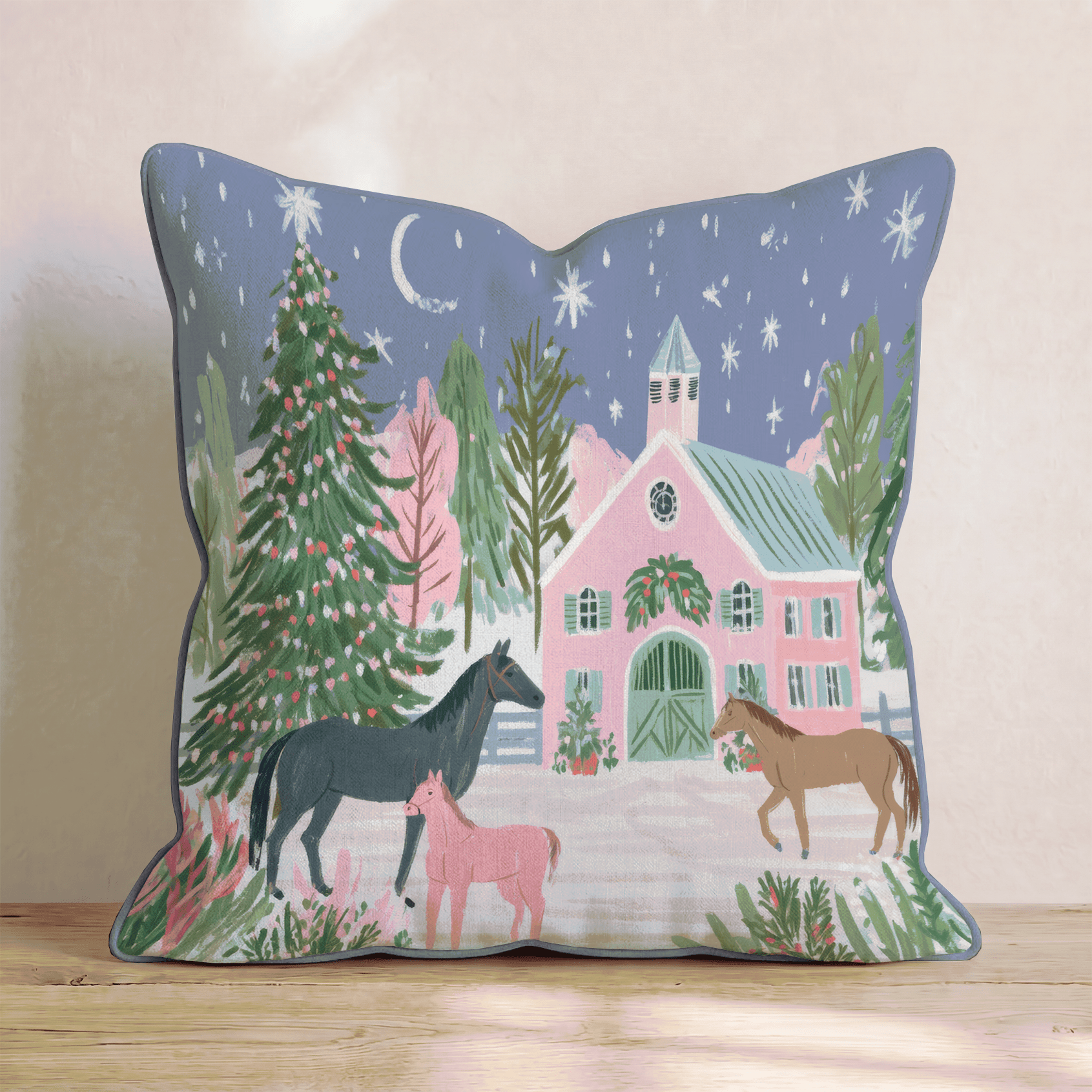 Starlit Stable Foals Throw Pillow - Hillcroft Home