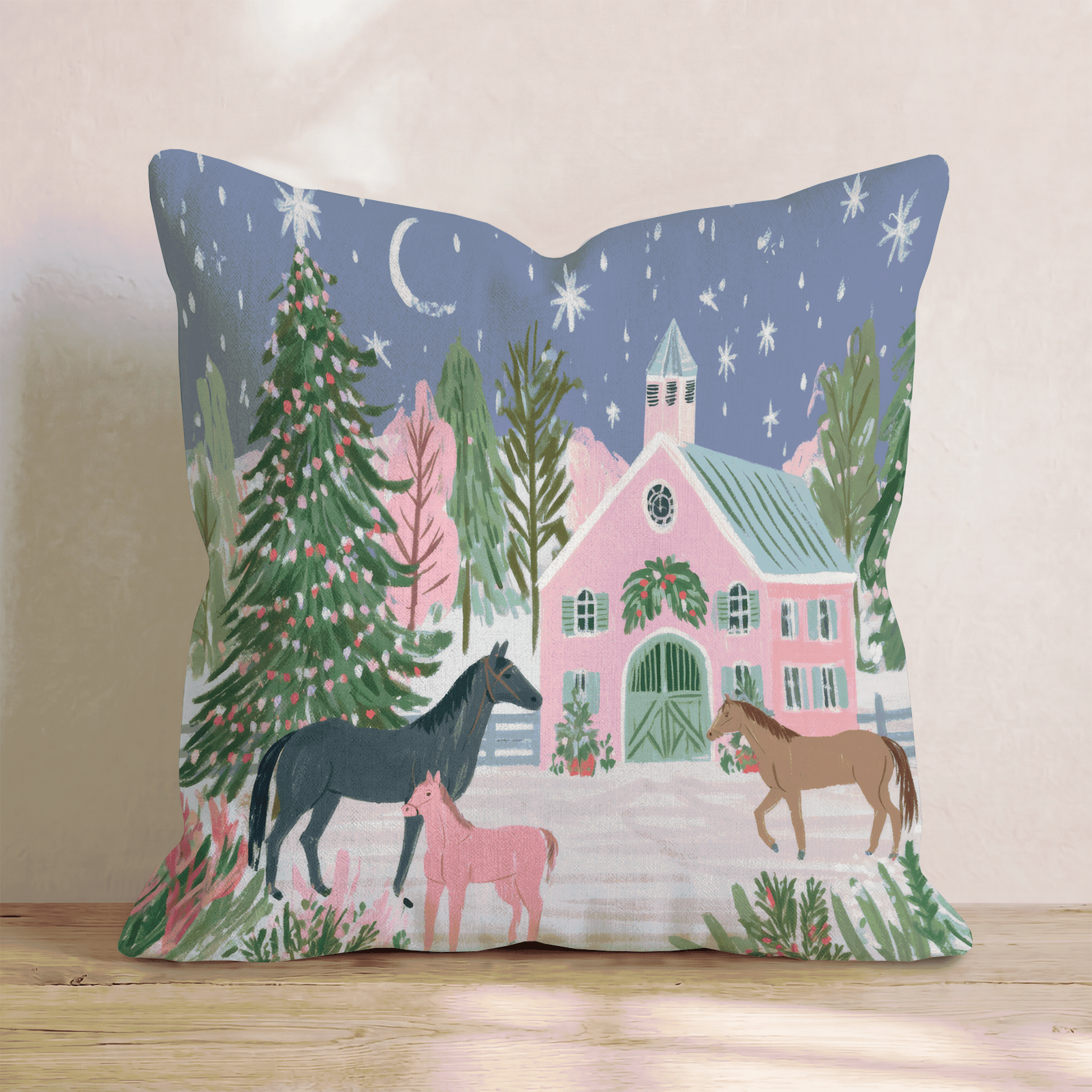 Starlit Stable Foals Throw Pillow - Hillcroft Home