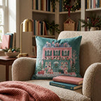 Starlit Village Chapel Throw Pillow throw pillow - Hillcroft Home