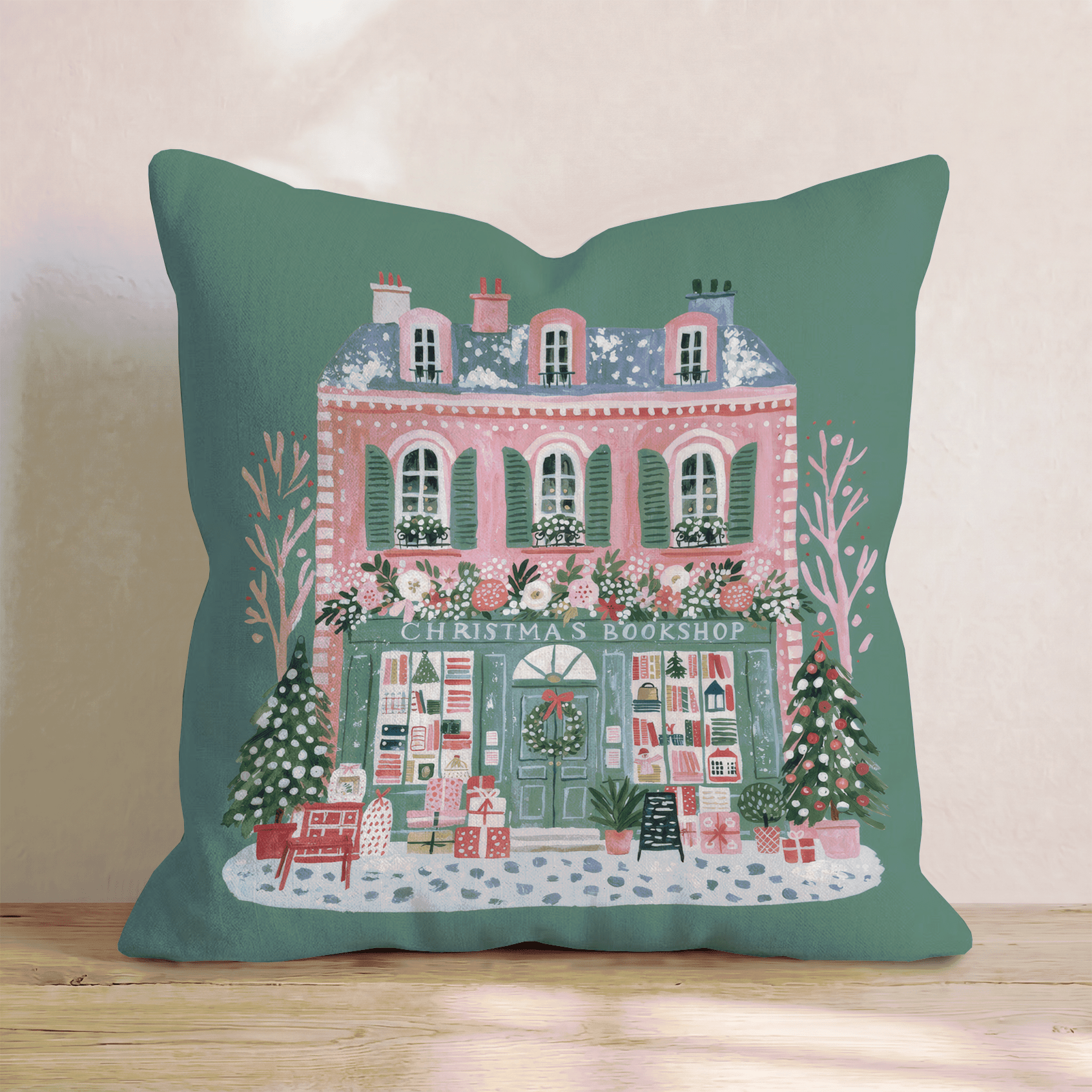 Starlit Village Chapel Throw Pillow - Hillcroft Home