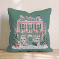 Starlit Village Chapel Throw Pillow - Hillcroft Home