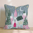 Starry Chapel Village Throw Pillow - Hillcroft Home