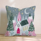 Starry Chapel Village Throw Pillow - Hillcroft Home