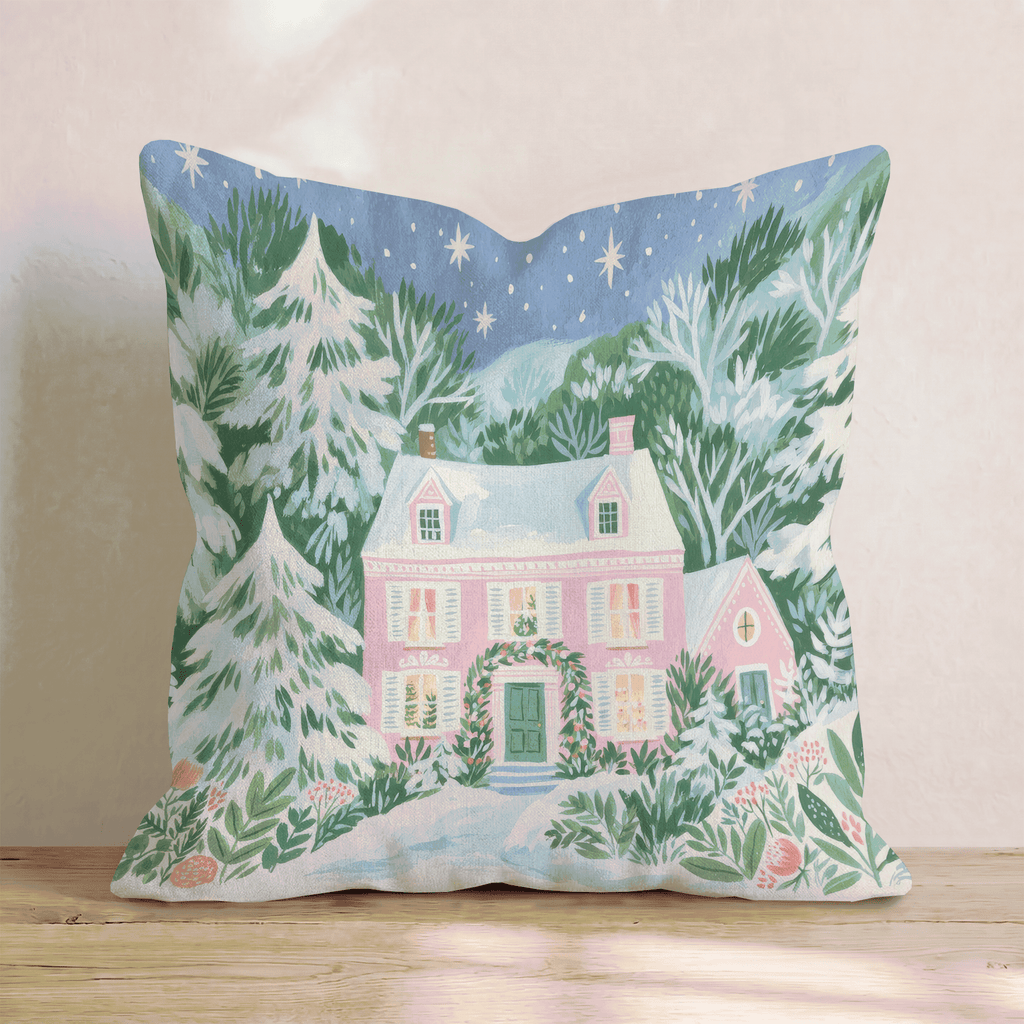 Starry Pink Cottage Night Throw Pillow - Hillcroft Home
