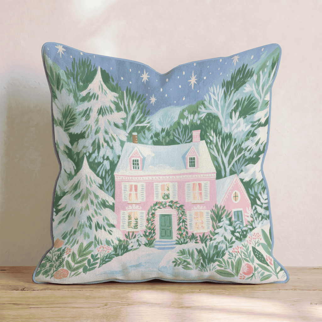 Starry Pink Cottage Night Throw Pillow - Hillcroft Home