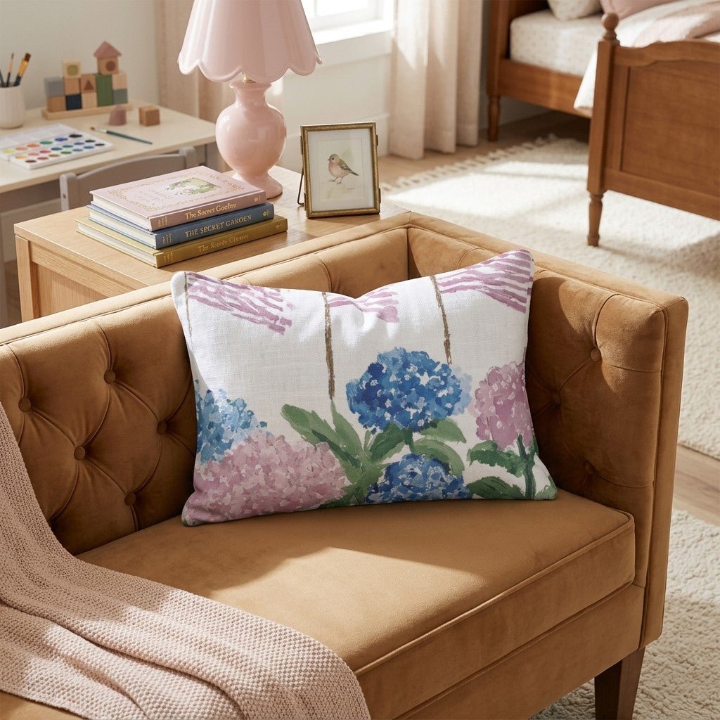 Stars and Hydrangeas Throw Pillow - Hillcroft Home