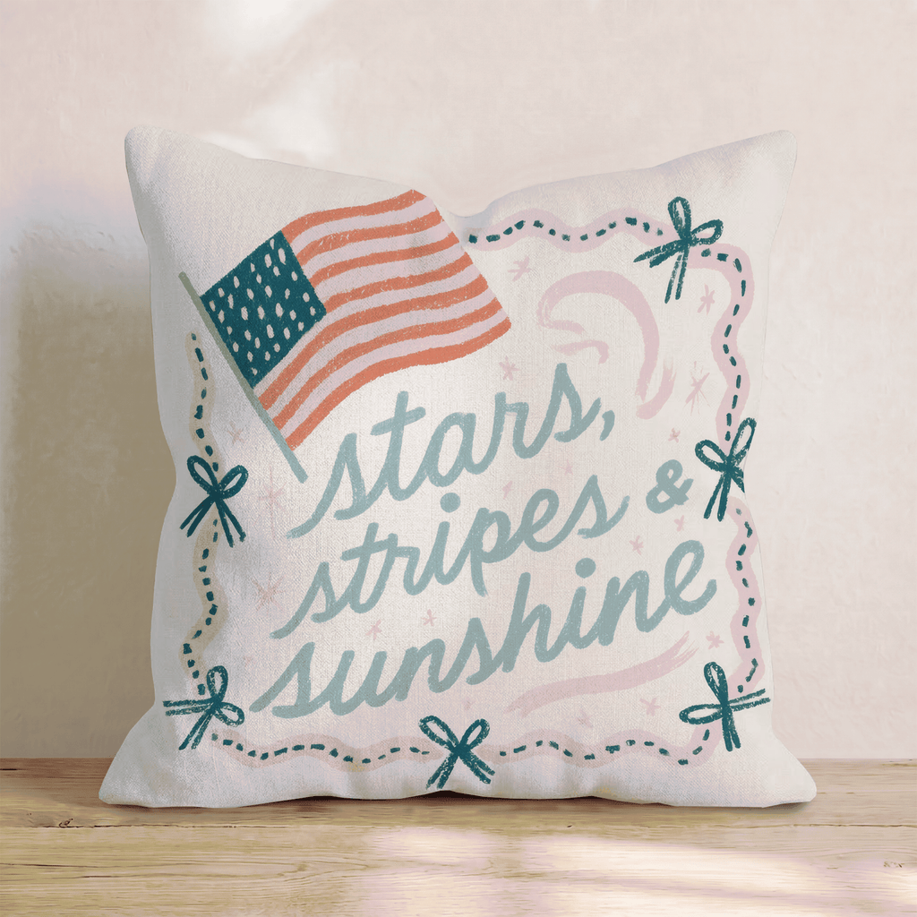 Stars, Stripes, and Sunshine Throw Pillow - Hillcroft Home