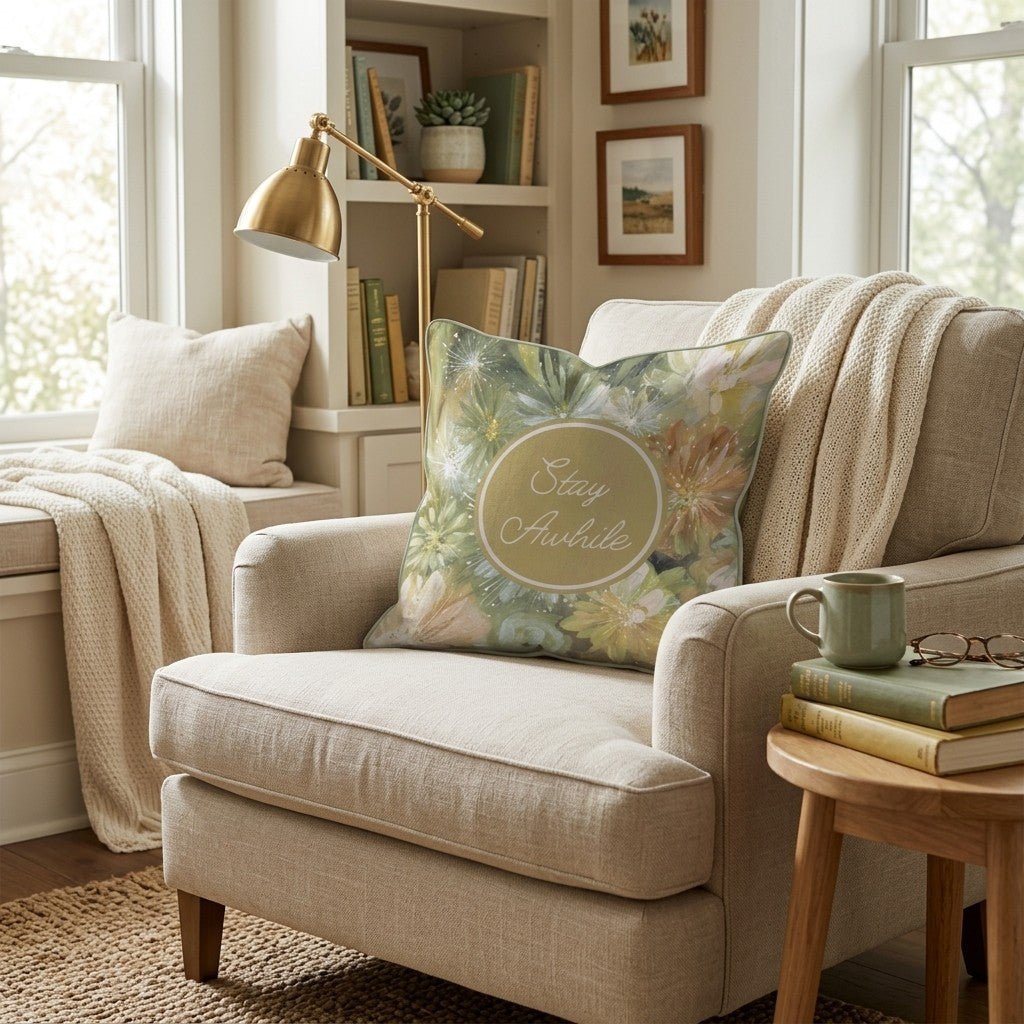 Stay Awhile Throw Pillow - Hillcroft Home