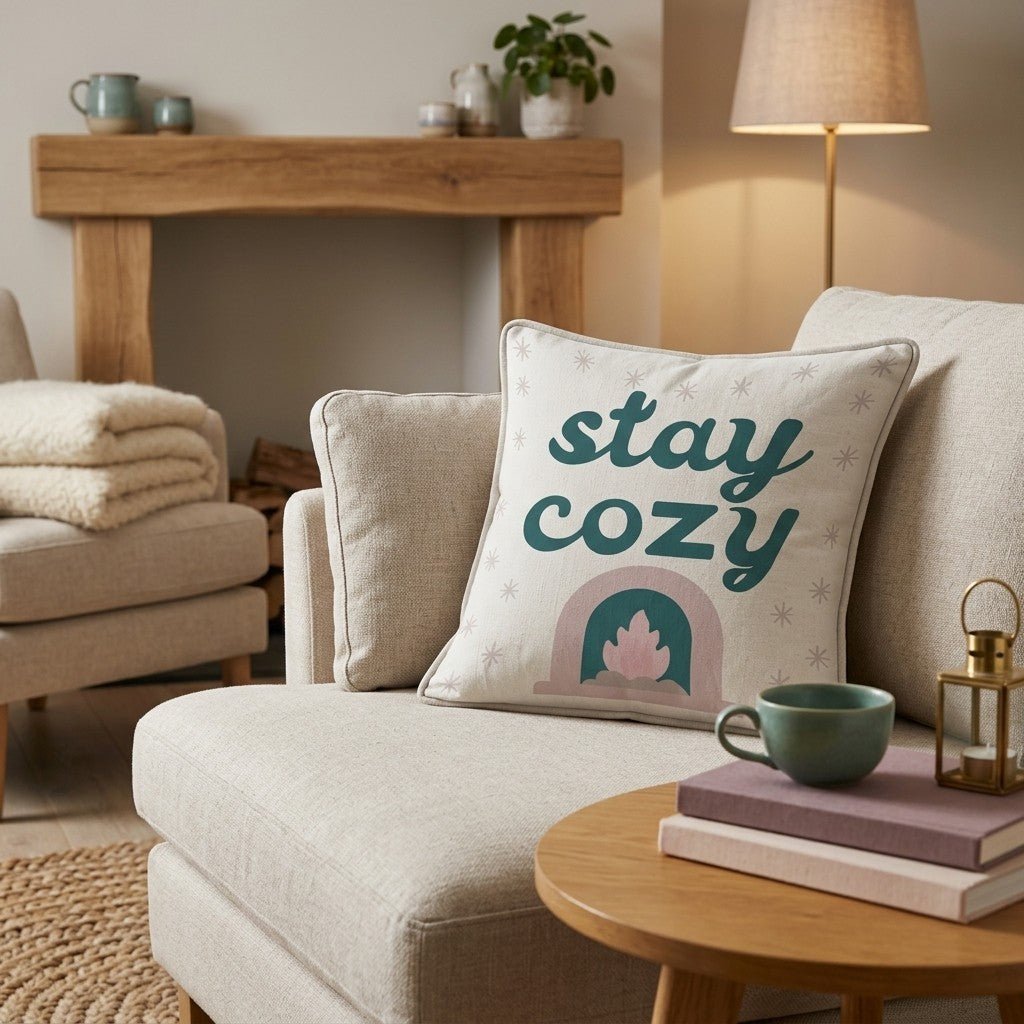 Stay Cozy By the Fire Throw Pillow - Hillcroft Home