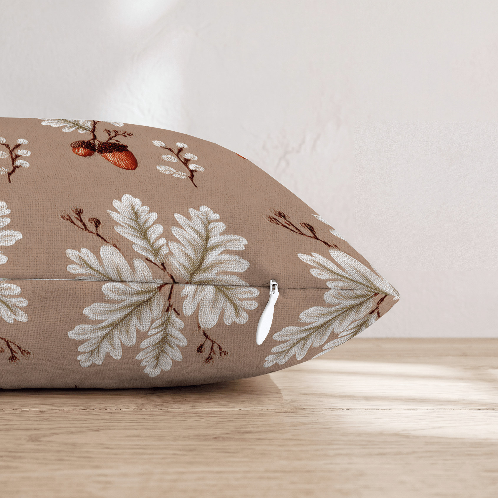 Stitched Acorn & Oak Throw Pillow - Hillcroft Home