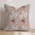 Stitched Acorn & Oak Throw Pillow - Hillcroft Home