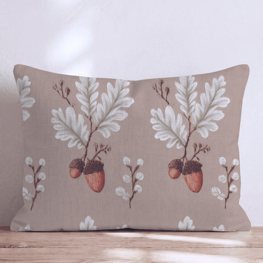 Stitched Acorn & Oak Throw Pillow - Hillcroft Home