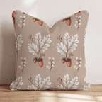 Stitched Acorn & Oak Throw Pillow - Hillcroft Home