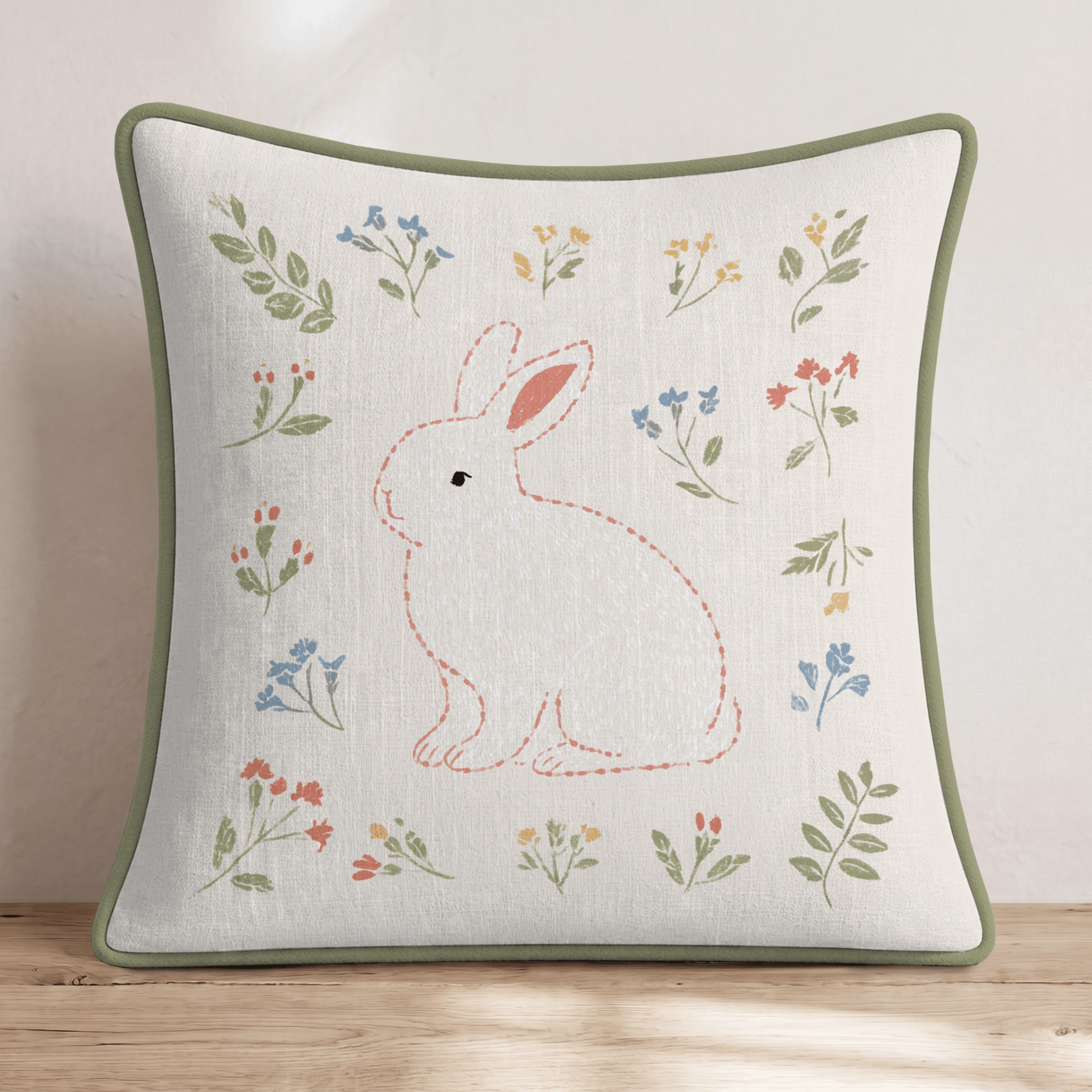 Stitched Bunny Throw Pillow - Hillcroft Home