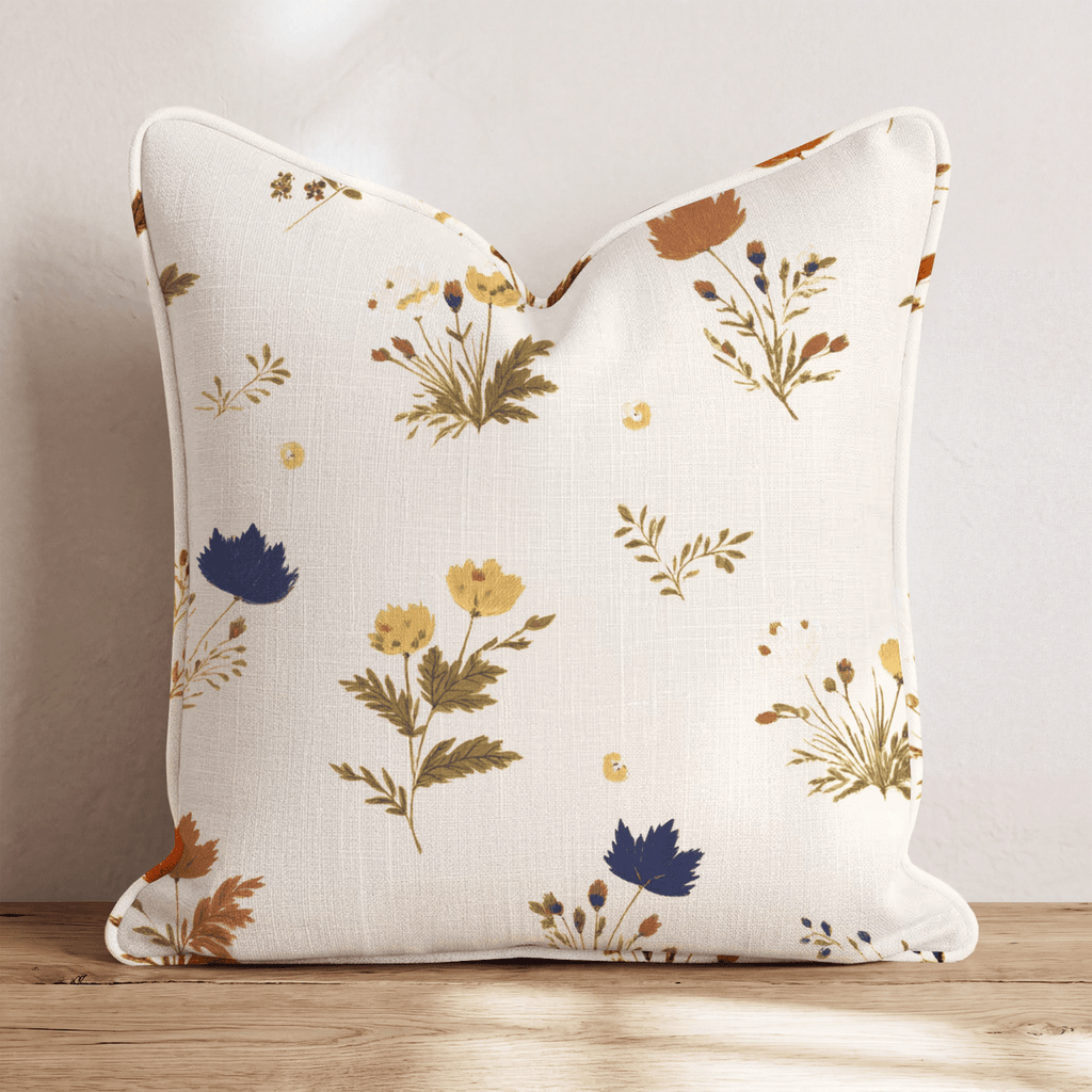 Stitched Wildflowers Throw Pillow - Hillcroft Home