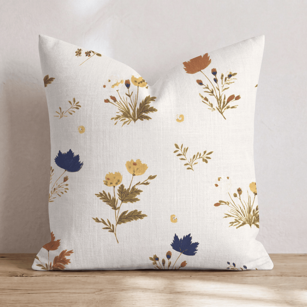 Stitched Wildflowers Throw Pillow - Hillcroft Home