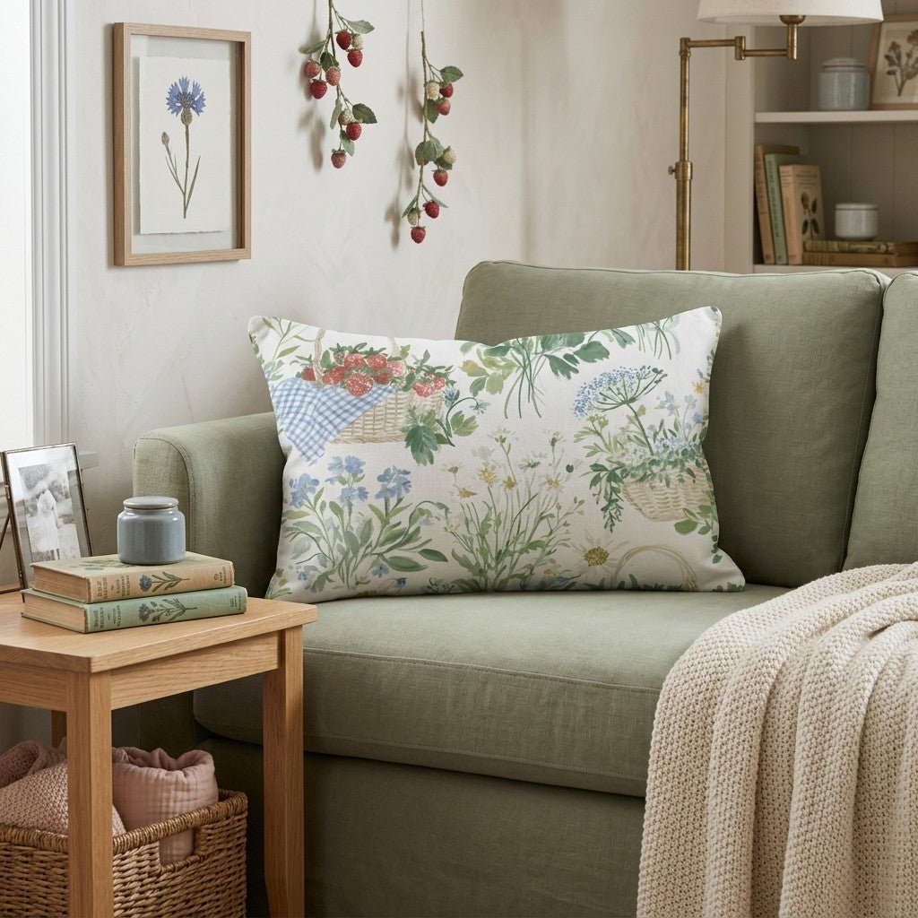 Strawberry Picnic Throw Pillow - Hillcroft Home