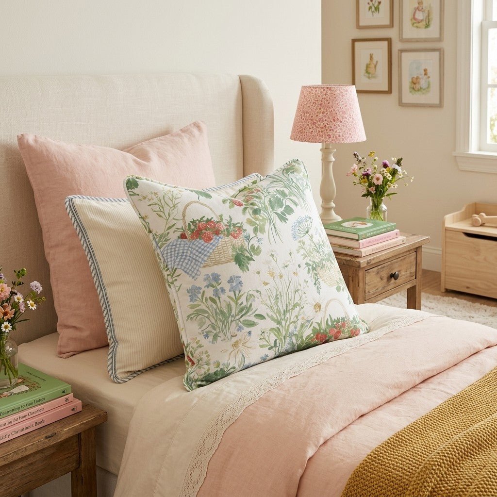 Strawberry Picnic Throw Pillow - Hillcroft Home