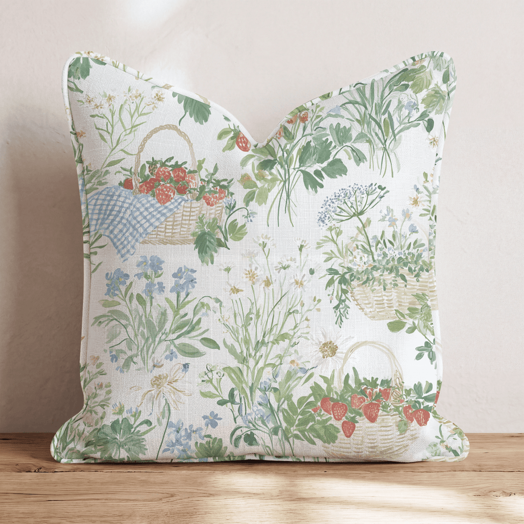 Strawberry Picnic Throw Pillow - Hillcroft Home