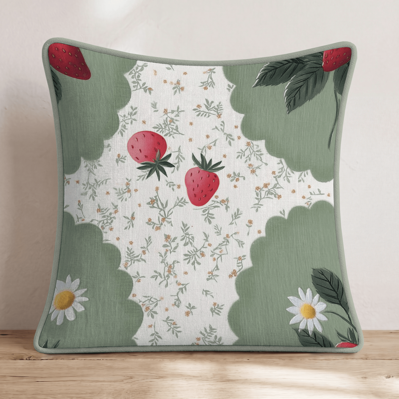 Strawberry Scallops Throw Pillow - Hillcroft Home
