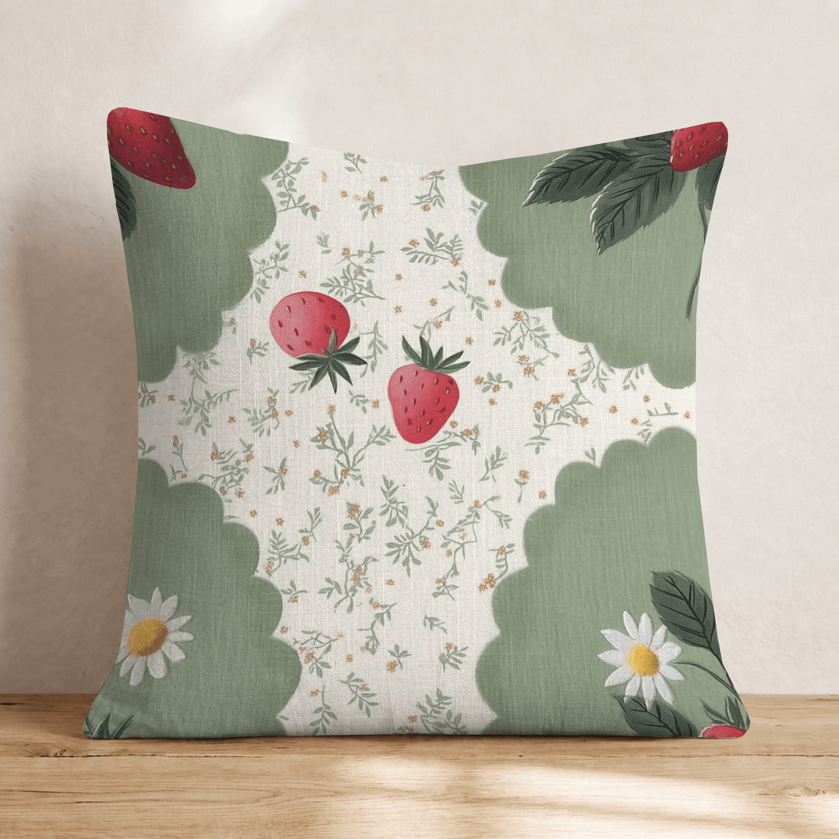 Strawberry Scallops Throw Pillow - Hillcroft Home