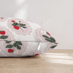 Strawberry Stamps Throw Pillow - Hillcroft Home