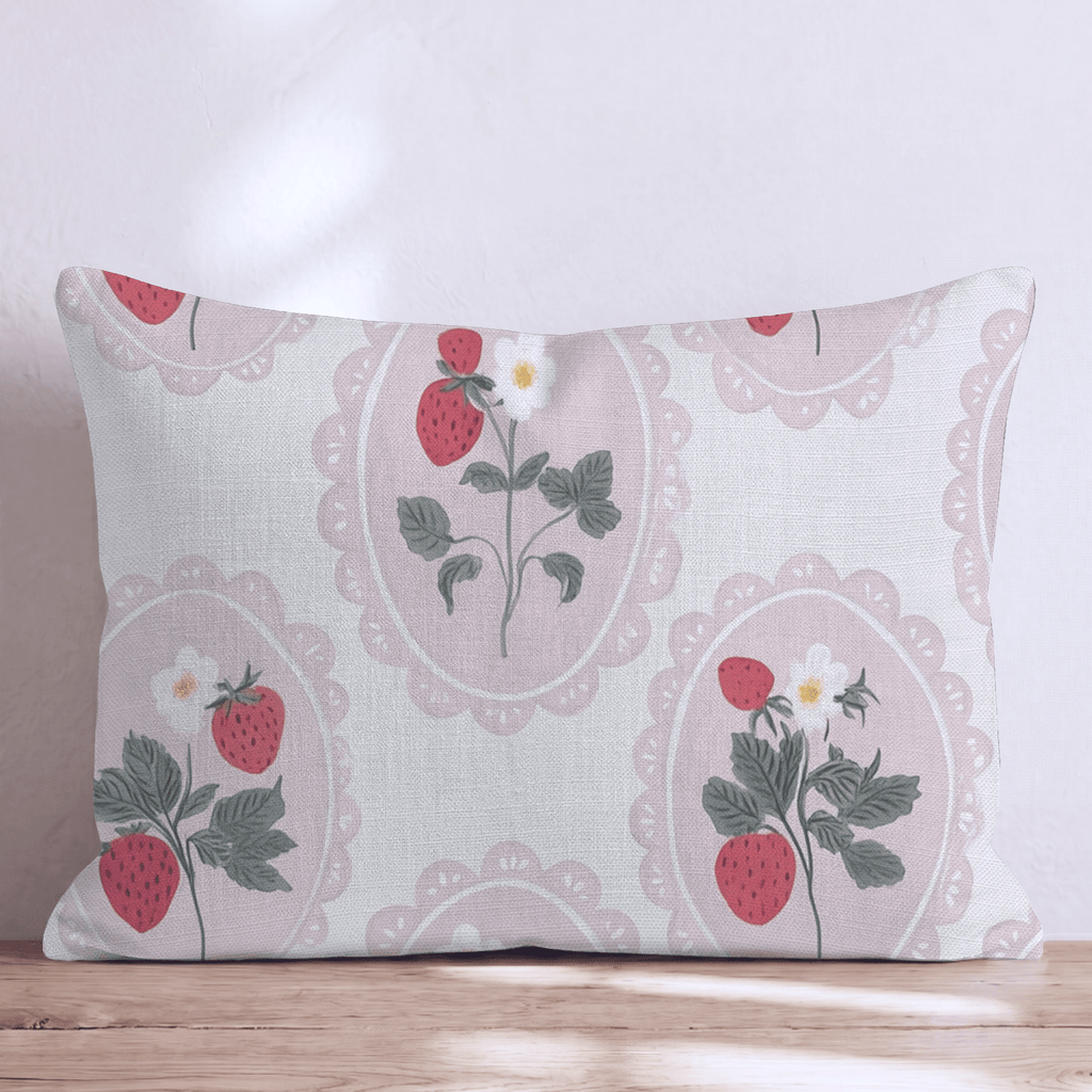 Strawberry Stamps Throw Pillow - Hillcroft Home