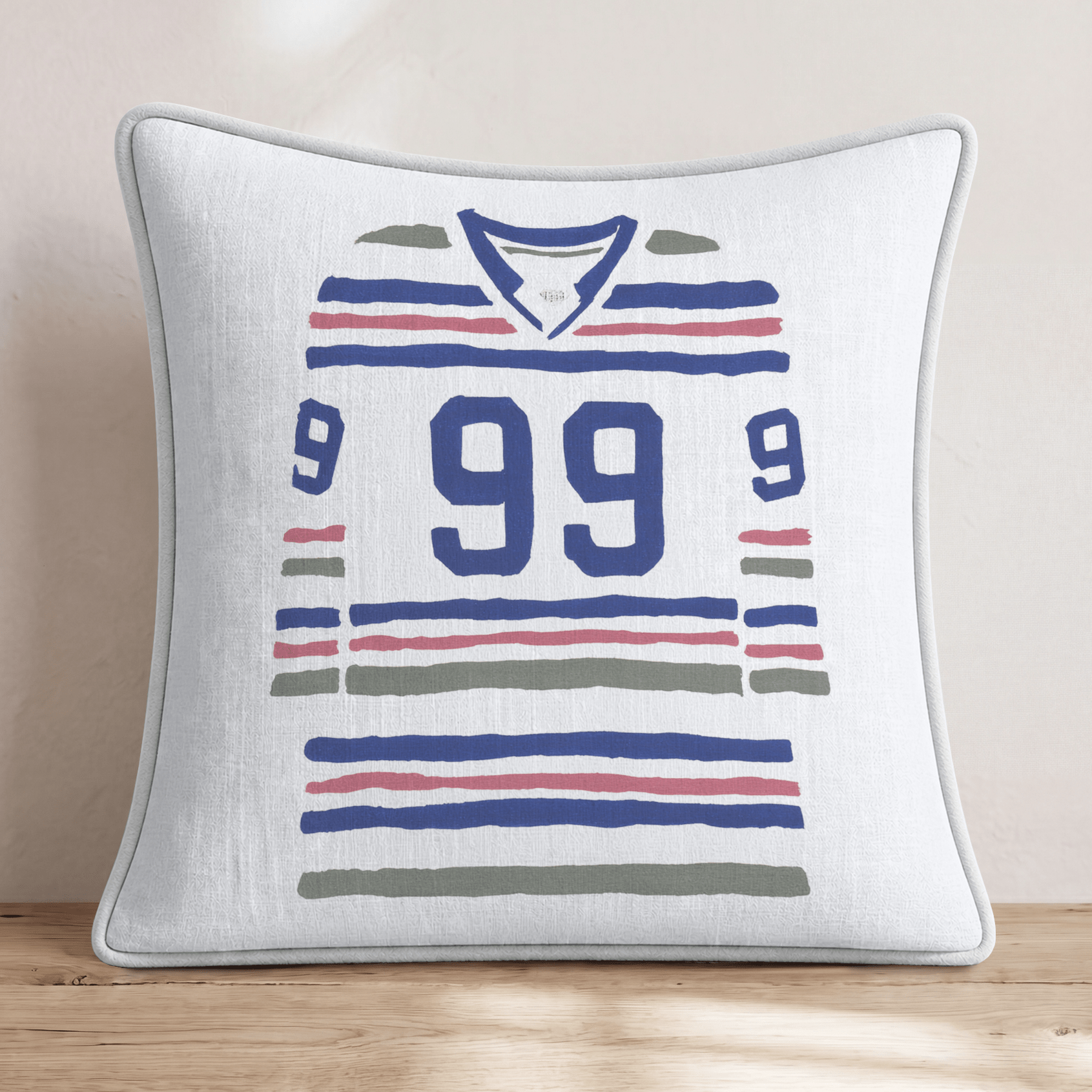 Striped Hockey Jersey Throw Pillow - Hillcroft Home