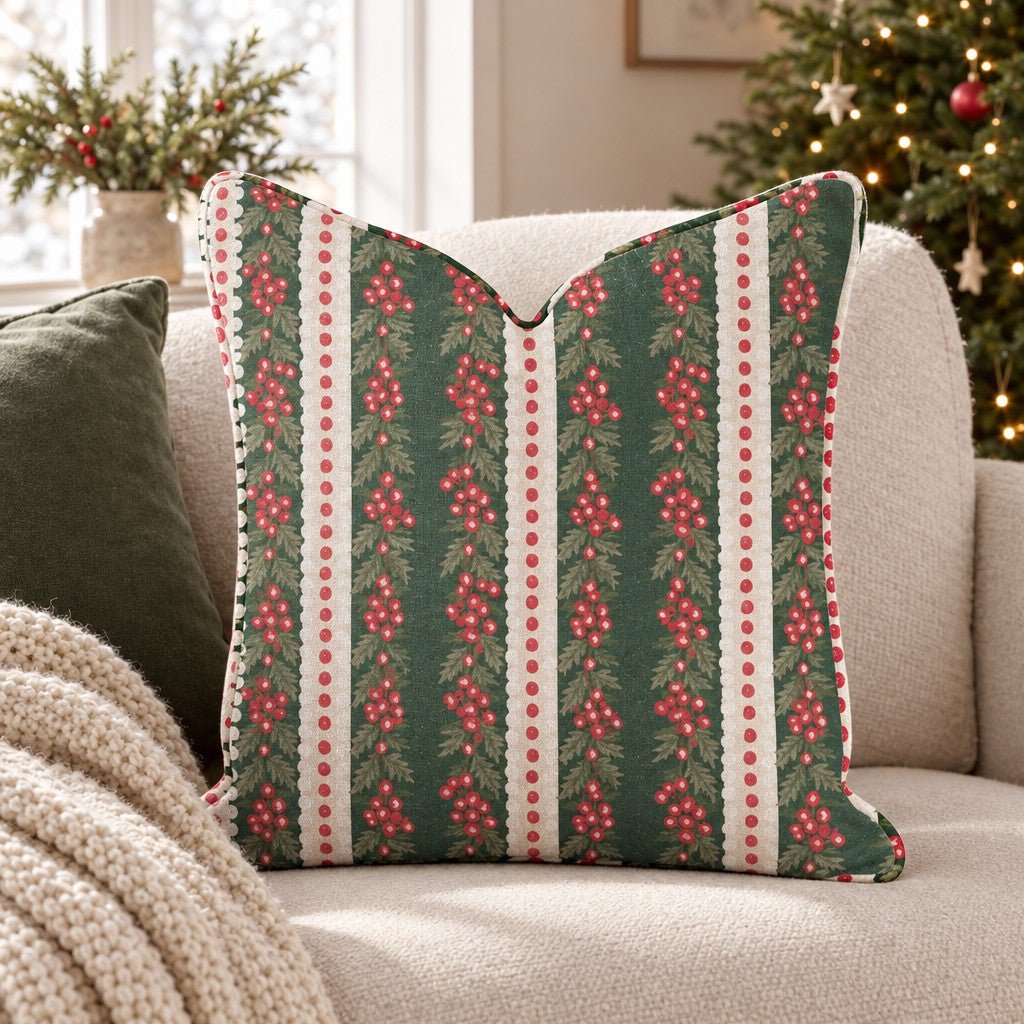 Sugarplum Garland Throw Pillow throw pillow - Hillcroft Home
