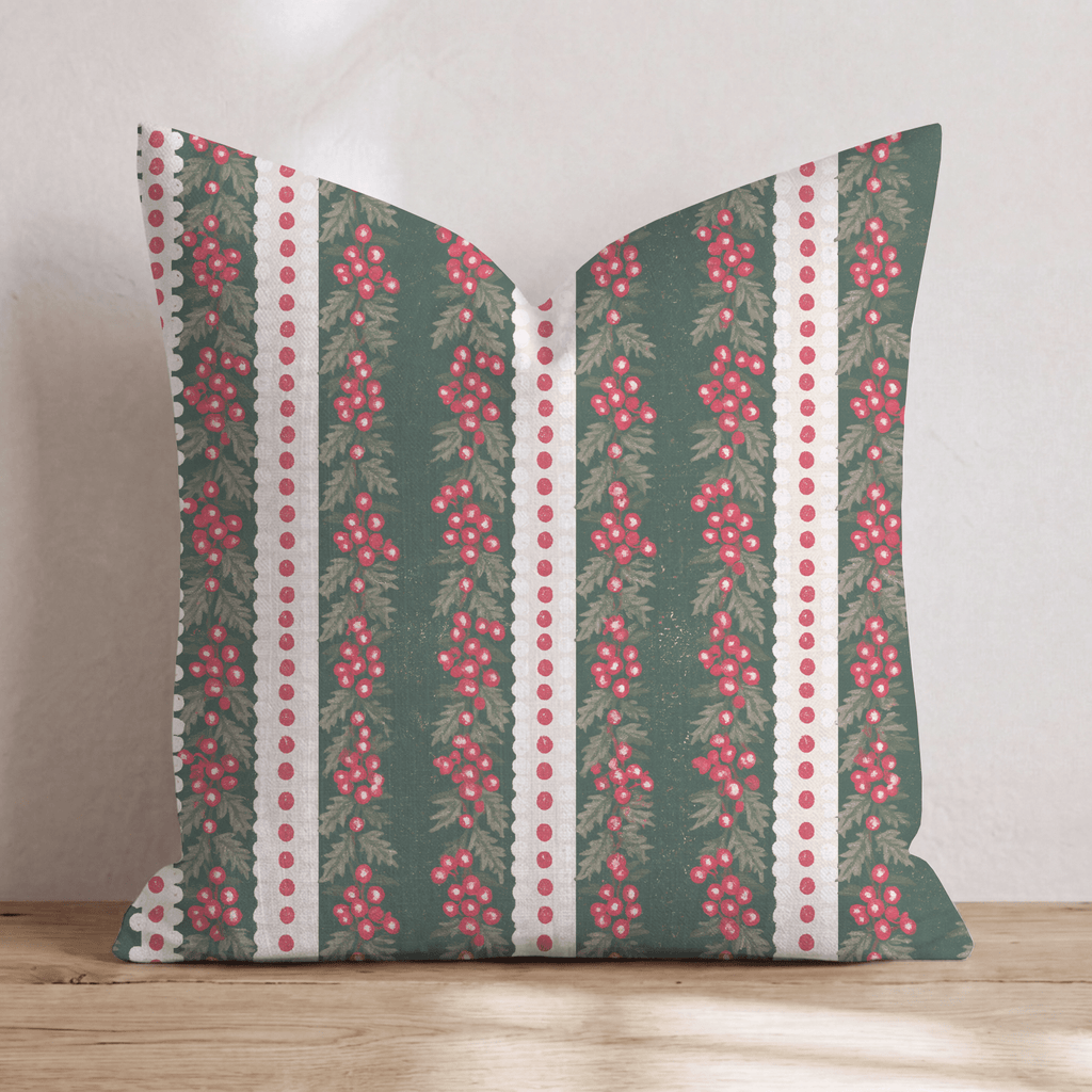 Sugarplum Garland Throw Pillow throw pillow - Hillcroft Home