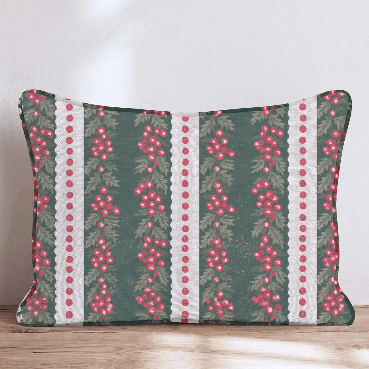 Sugarplum Garland Throw Pillow throw pillow - Hillcroft Home