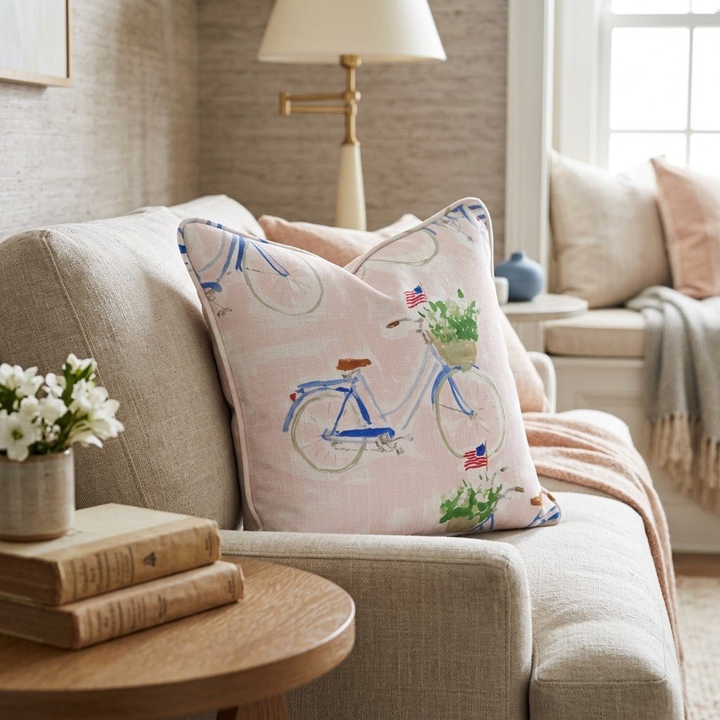 Summer Bike Ride Throw Pillow - Hillcroft Home
