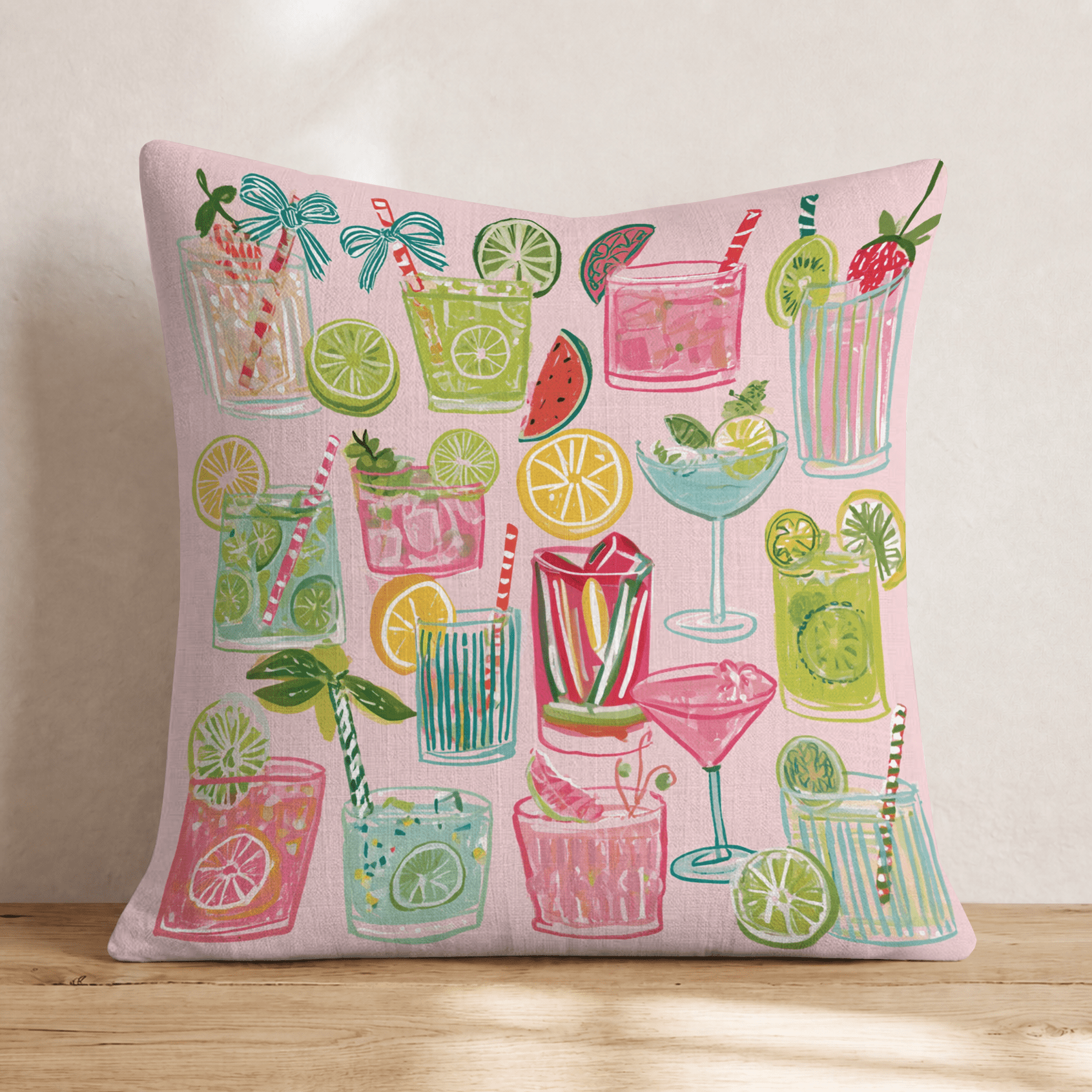 Summer Cocktails Throw Pillow - Hillcroft Home