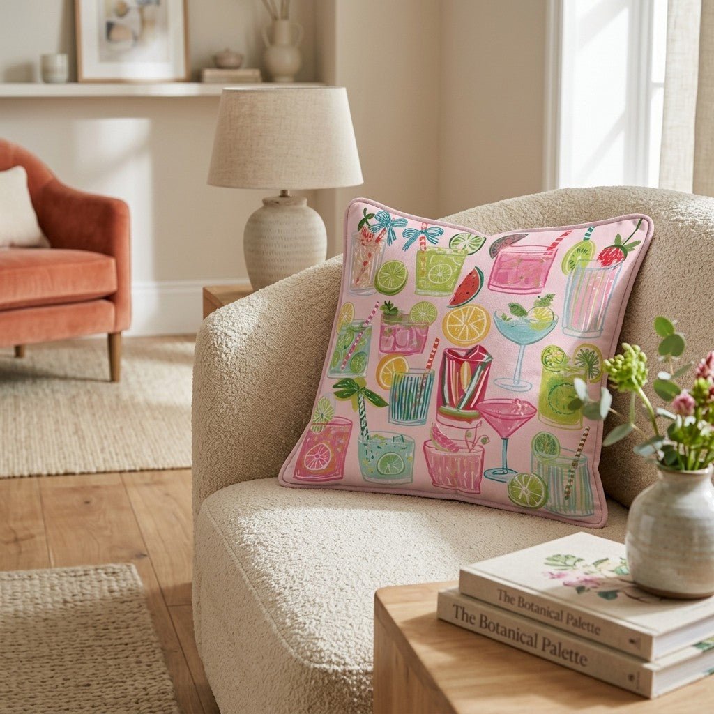 Summer Cocktails Throw Pillow - Hillcroft Home