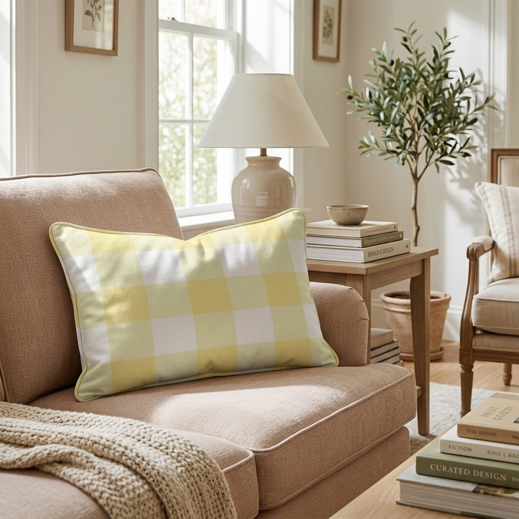 Summer Gingham Throw Pillow - Hillcroft Home