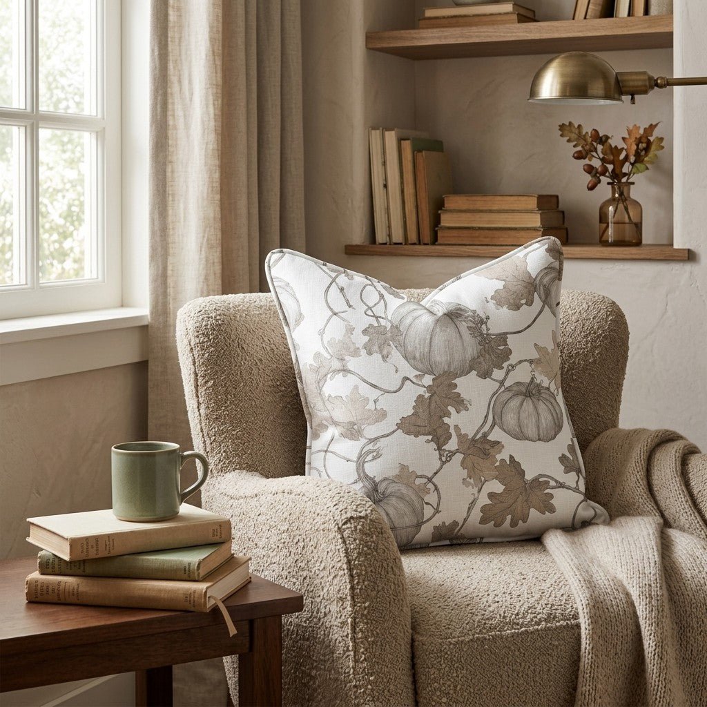 Sun Bleached Pumpkins Throw Pillow - Hillcroft Home