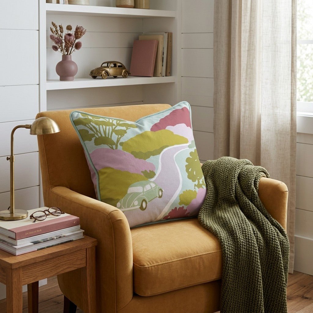 Sunday Drive Throw Pillow - Hillcroft Home
