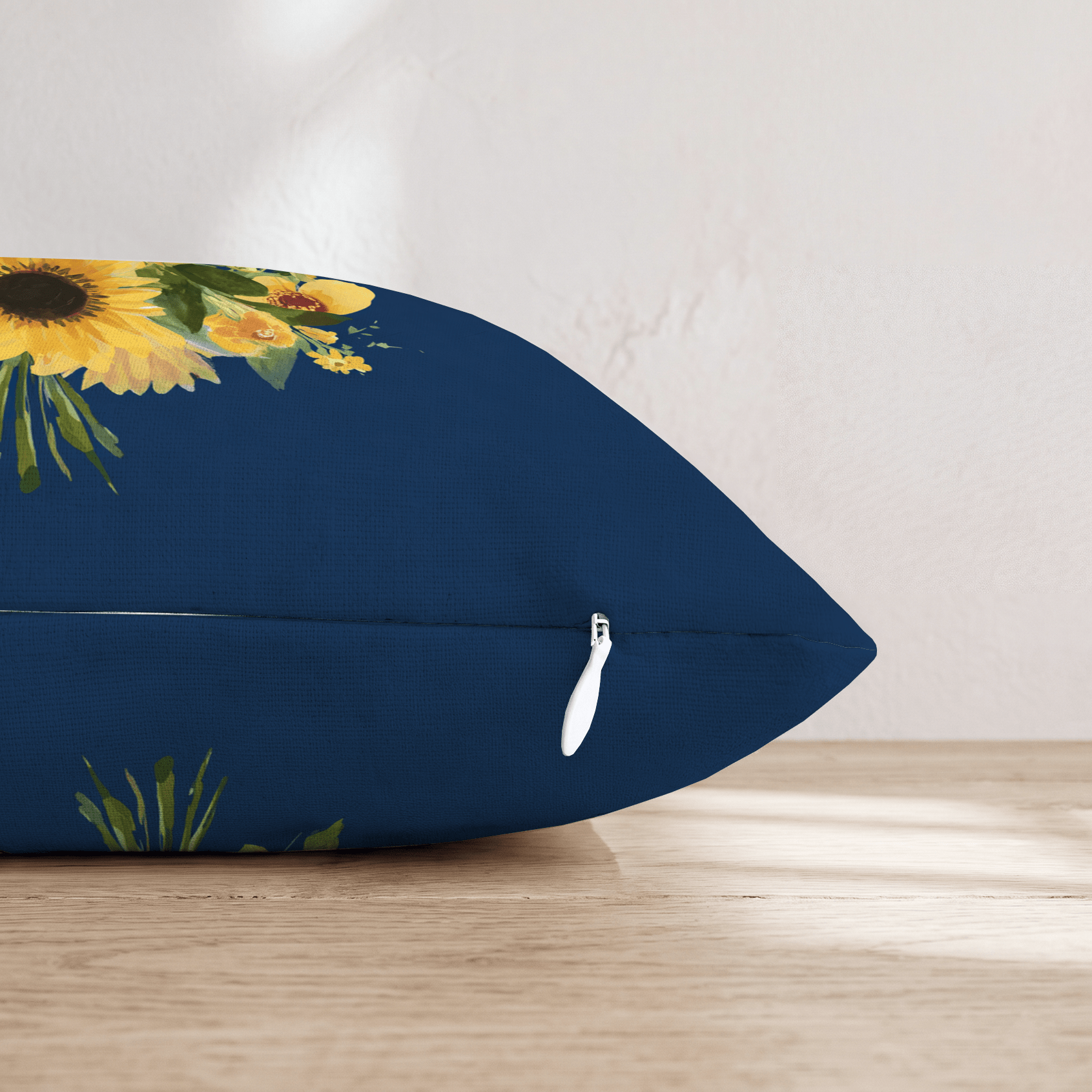 Sunflower Bouquet on Navy Throw Pillow - Hillcroft Home