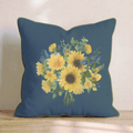 Sunflower Bouquet on Navy Throw Pillow - Hillcroft Home