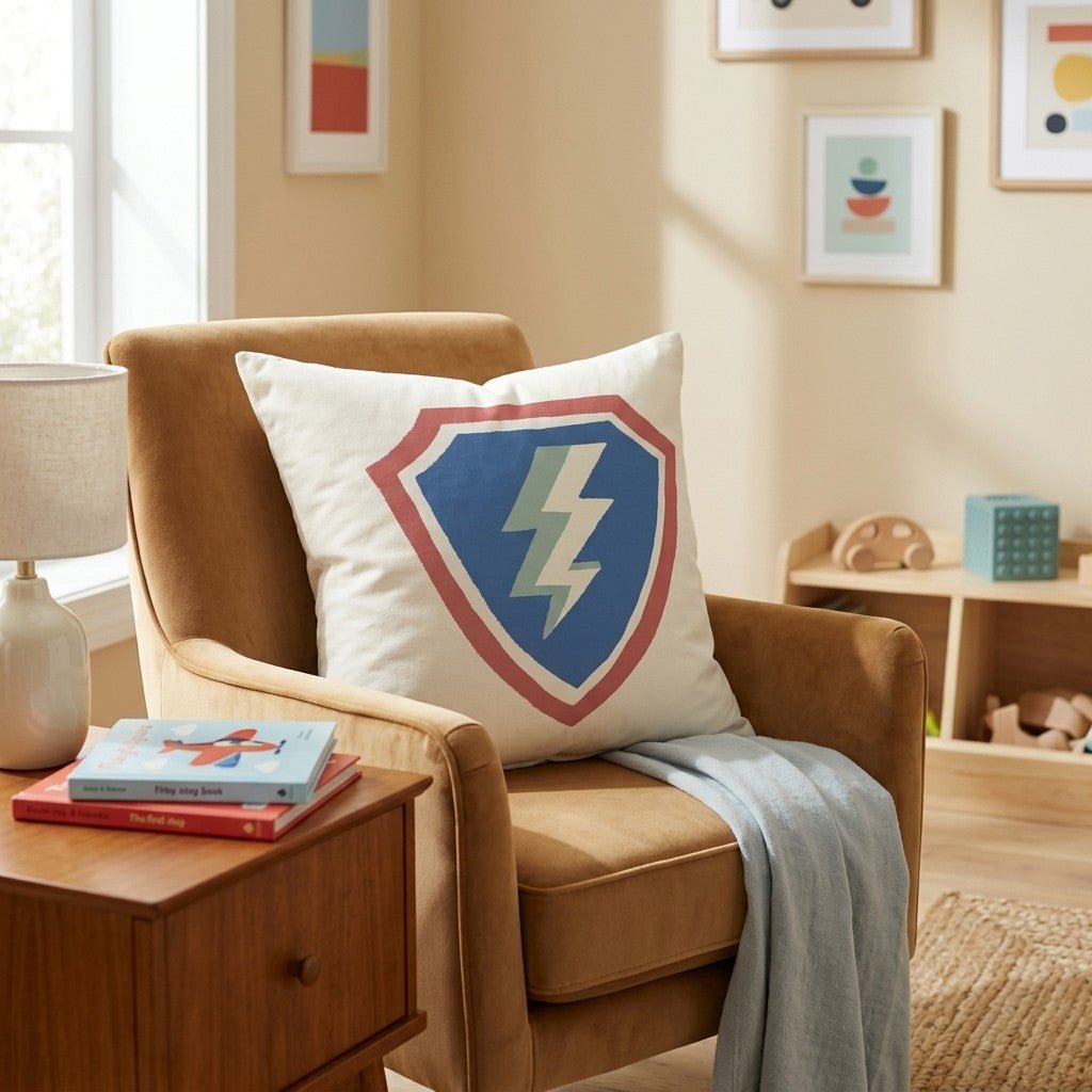 Superhero Emblem Throw Pillow - Hillcroft Home