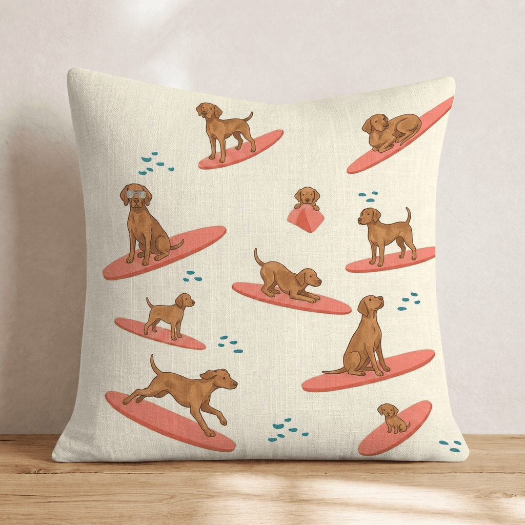 Surf_s Up Vizsla Throw Pillow - Hillcroft Home