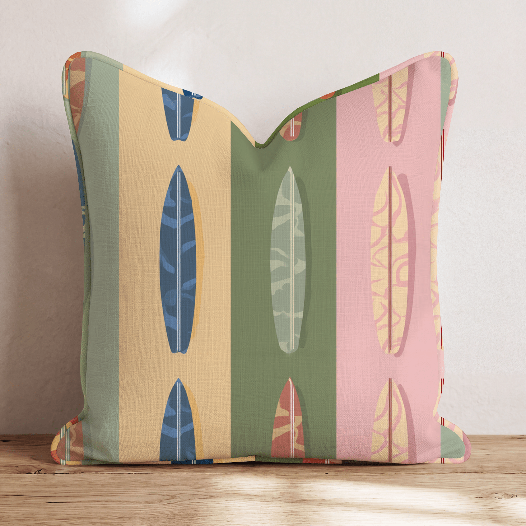 Surfboard Stripe Repeat Throw Pillow - Hillcroft Home