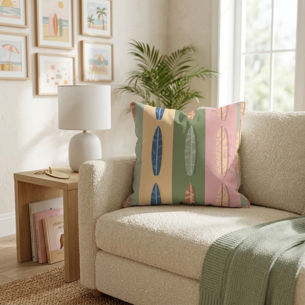 Surfboard Stripe Repeat Throw Pillow - Hillcroft Home