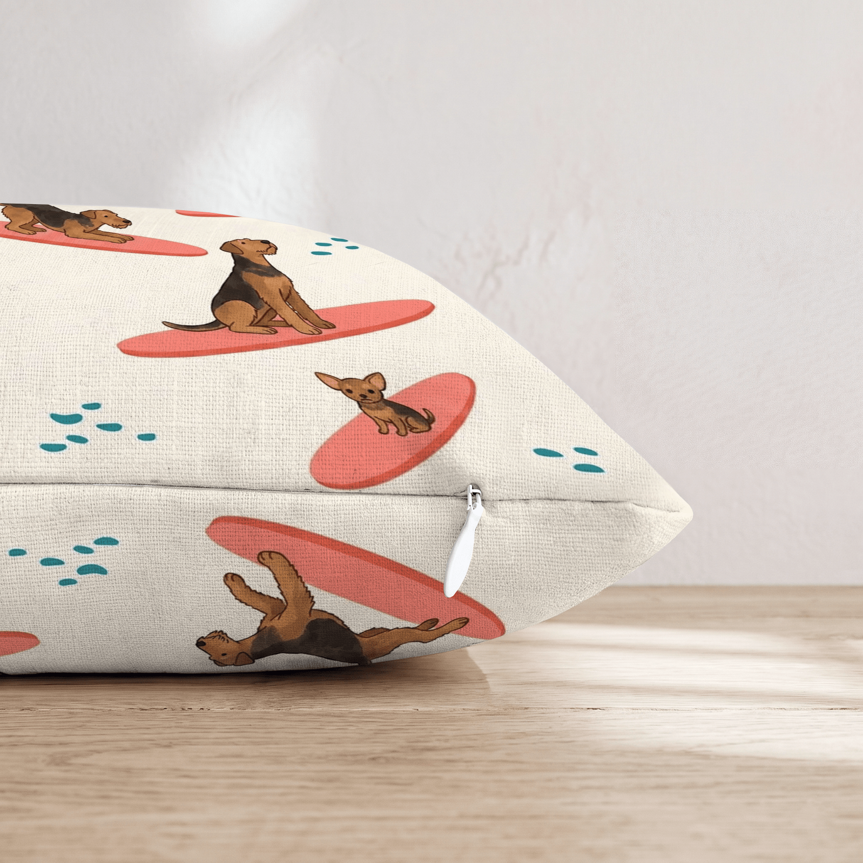 Surf's Up Airedale Terrier Throw Pillow - Hillcroft Home